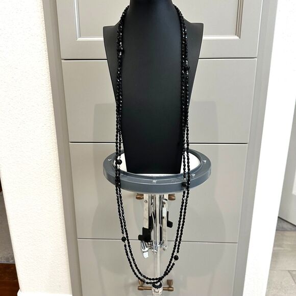 Long Beaded Faceted Glass Bead Necklace - Flapper Costume - 100" - Picture 4 of 8